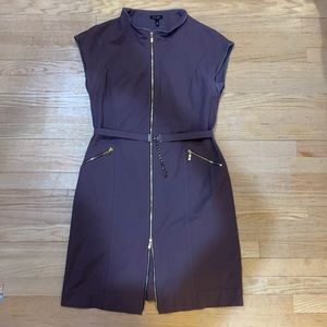 ESCADA elegant belted brn dress with gold hardware